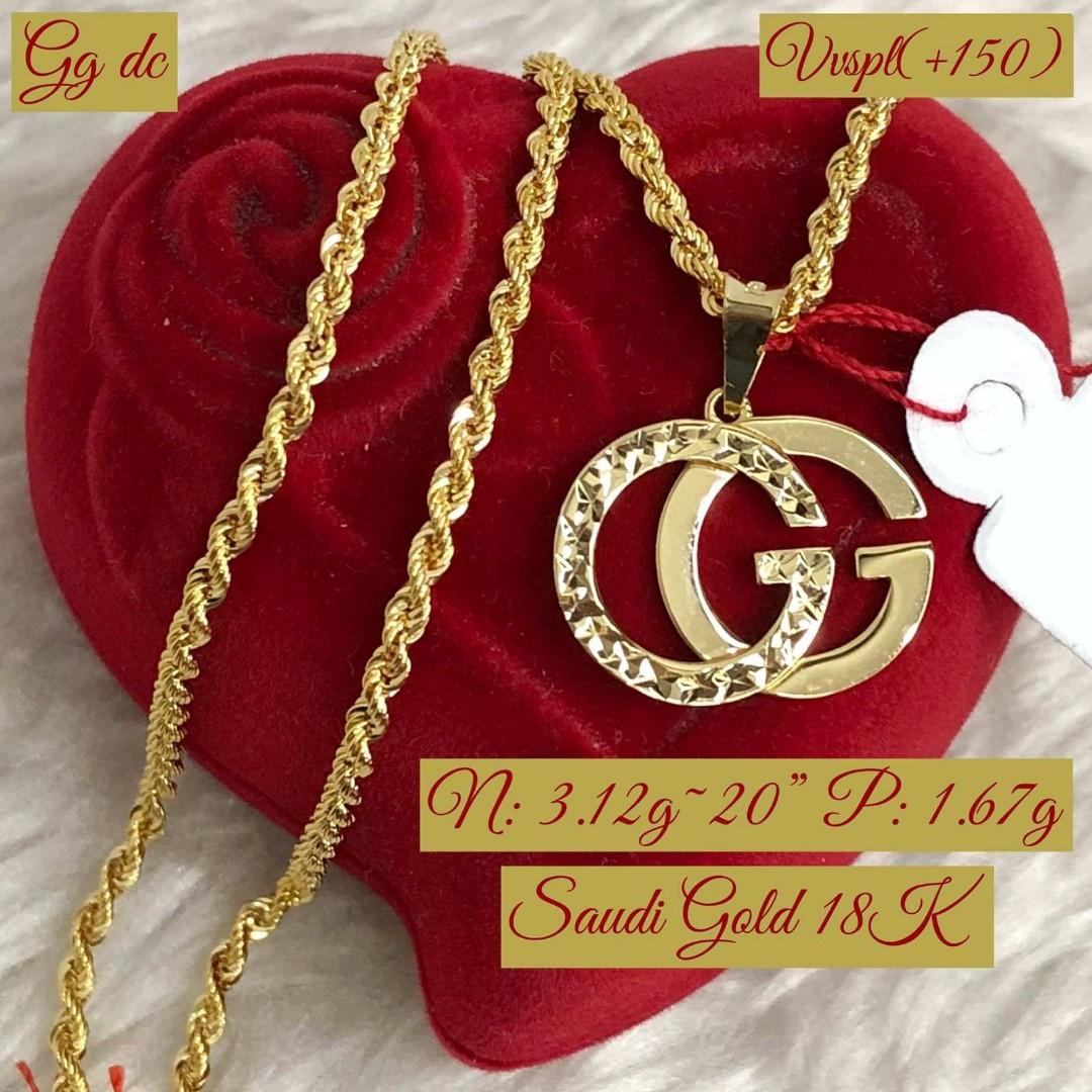18k Saudi Gold Necklace Rope Chain 20 