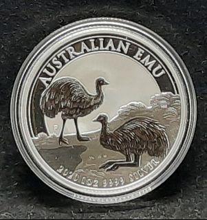 1 oz. AUSTRALIAN EMU 2020  9999 SILVER BULLION