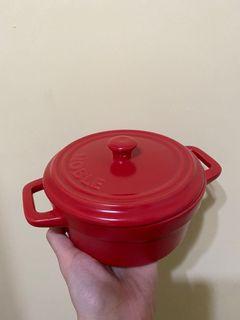 全新 紅色陶瓷小鍋