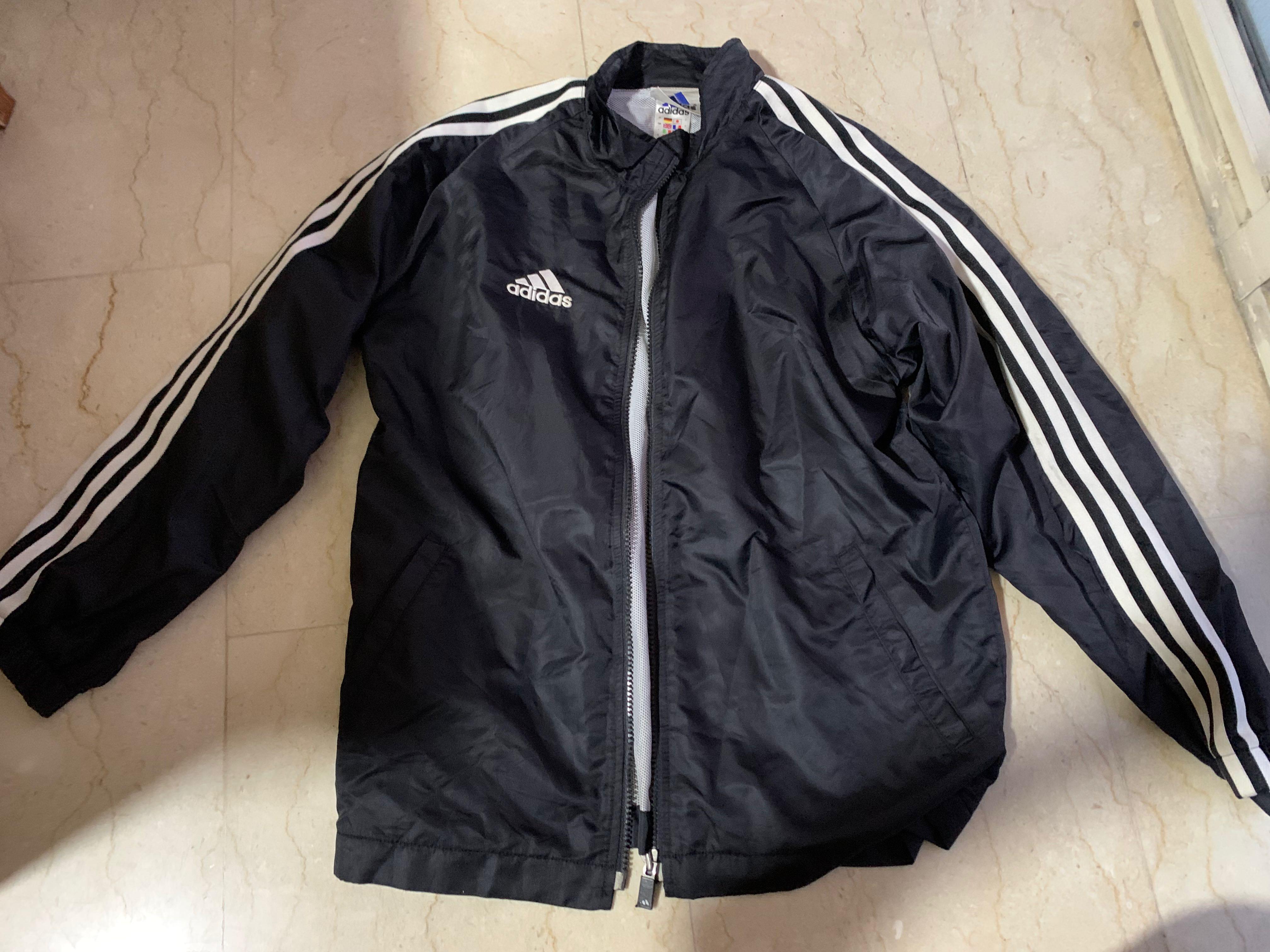 Adidas black windbreaker jacket