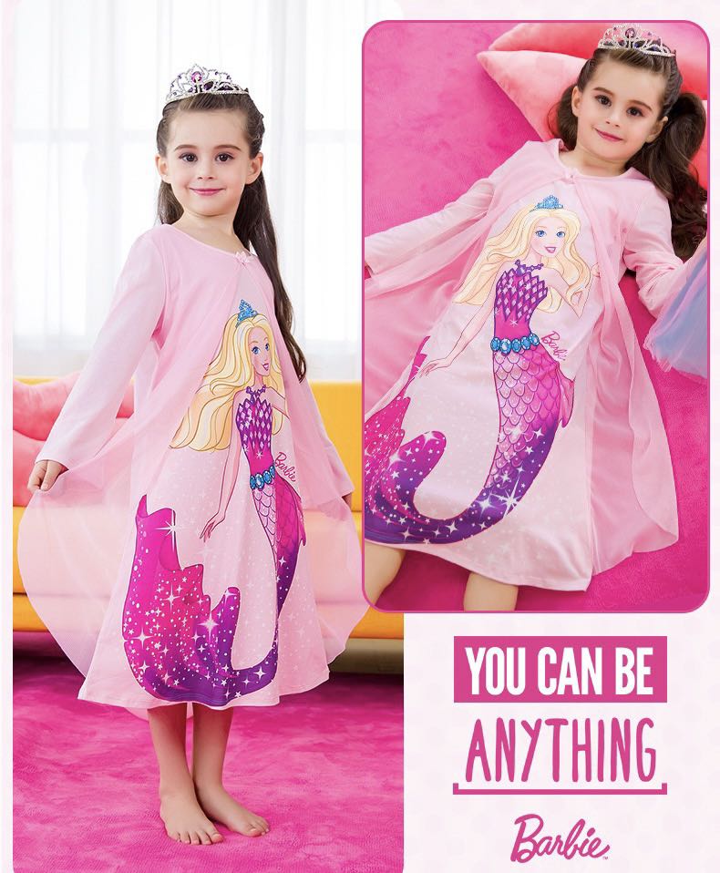 Authentic Mermaid Barbie Doll Princess Pyjamas Dress, Babies & Kids