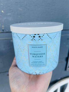 Bath and Body Works 3wick Scented Candle Gingham Bergamot Waters Turquoise Waters Perfect Summer