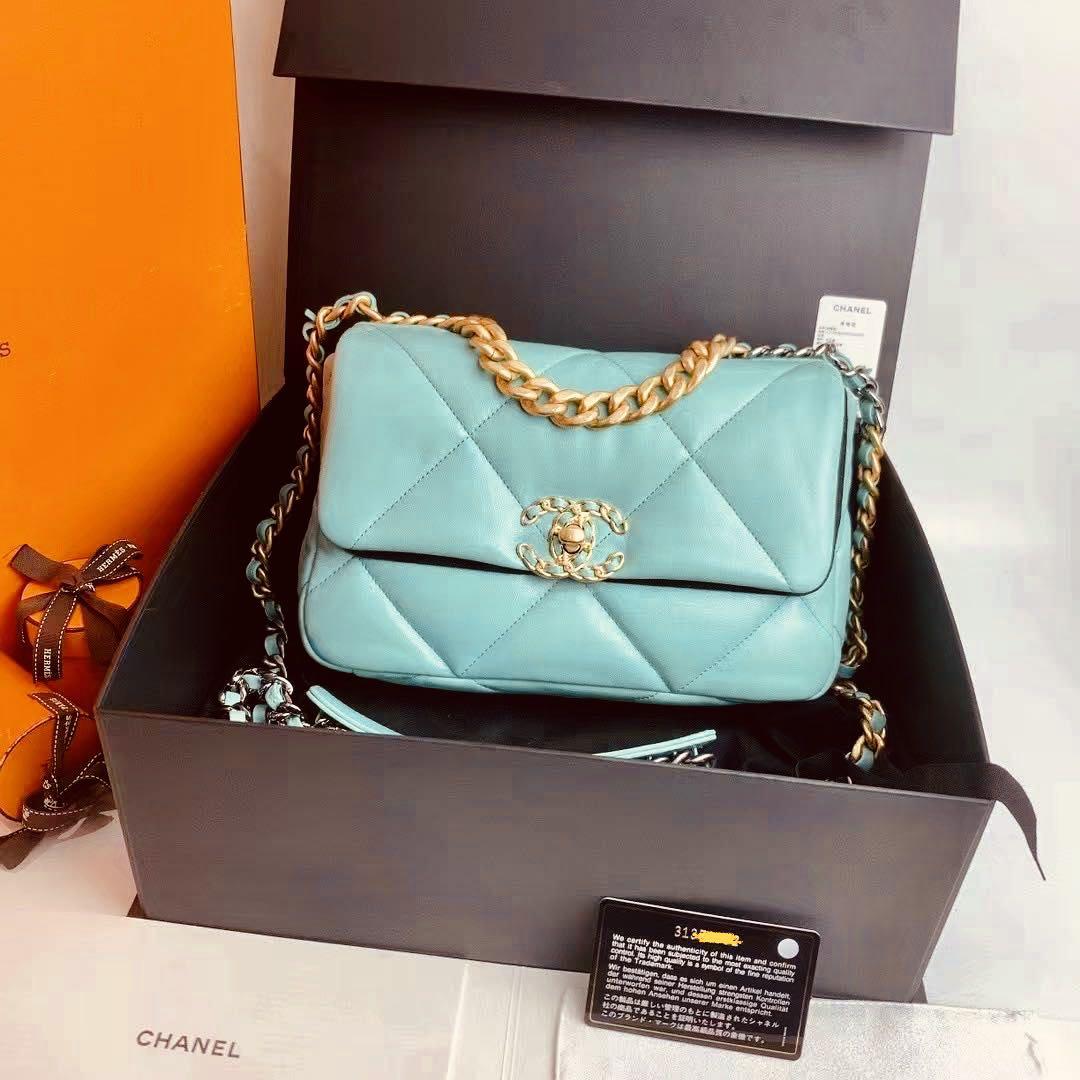 Chanel 19 bag in Tiffany blue #31, Luxury, Bags & Wallets on Carousell