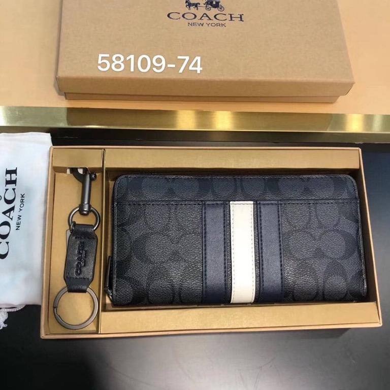 Coach 100 Original 3 In 1 Card Holder Key Chain With Box Men S Fashion Bags Wallets Wallets On Carousell