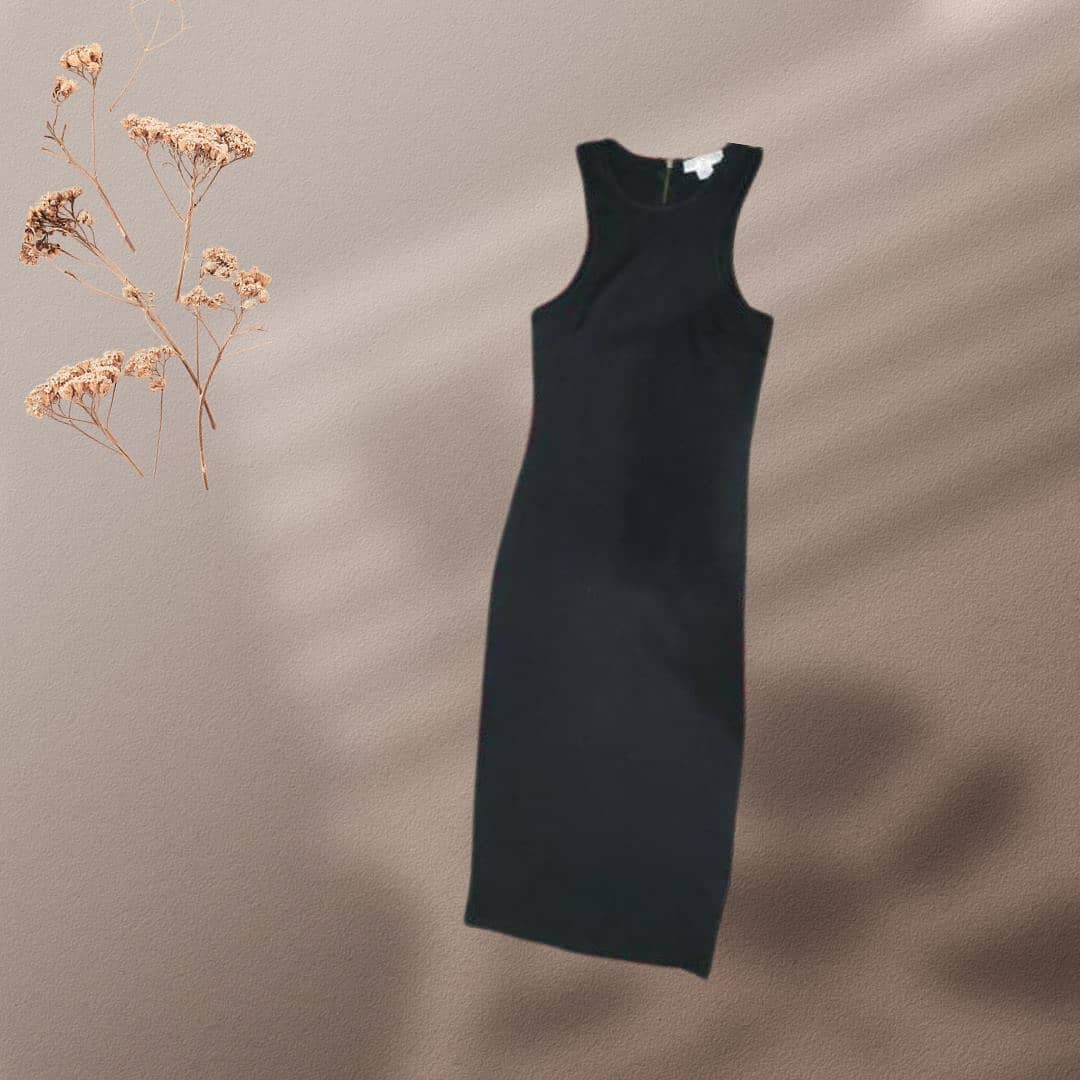 black cotton halter dress