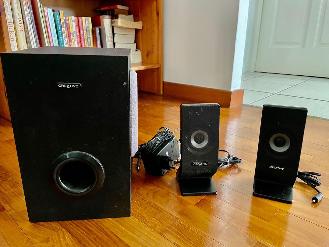 CREATIVE Basic Sound System (Category: Soundbars, Speakers & Amplifiers) located in Singapore. Submitted by kcp-greg (Listing ID 1109788774, Image 2). Description: Well used, selling due to upgrading to better system. Complete set with subwoofer. From USA.