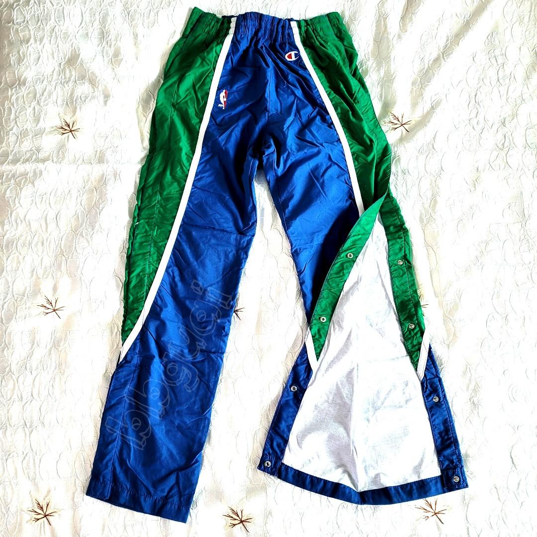 1990s Nba Striped Jersey Warm-up Pants With Side Snaps