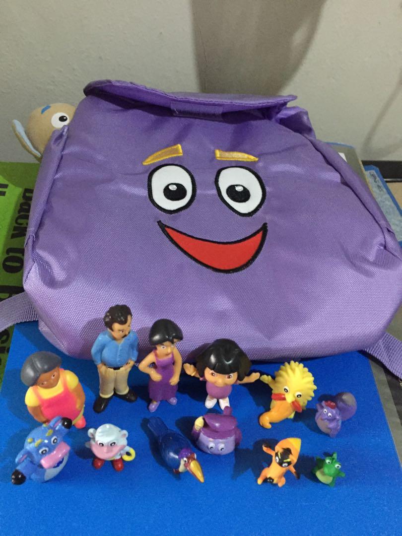 Dora backpack and miniature characters, Hobbies & Toys, Toys & Games on