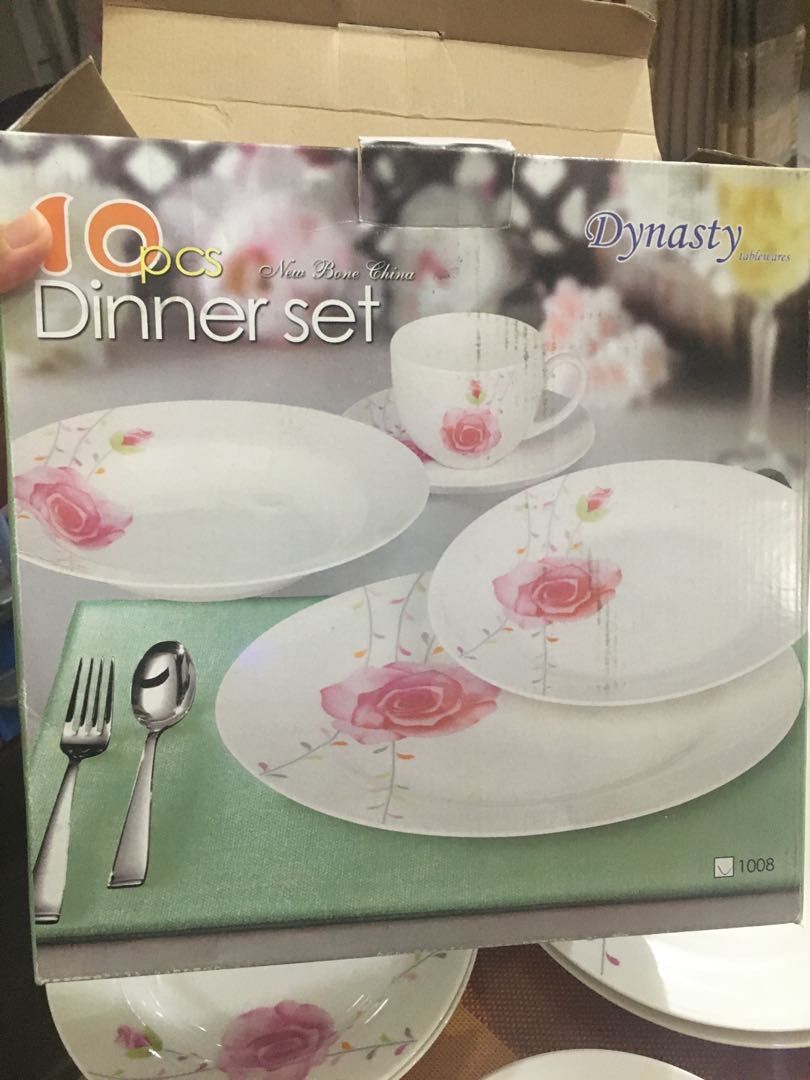 Dynasty 10 pcs. Dinner set New Bone China Dishwasher and Microwave Safe