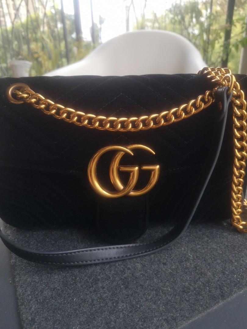 Gucci GG shoulder and sling velvet bag Women s Fashion Bags Wallets Shoulder Bags on Carousell