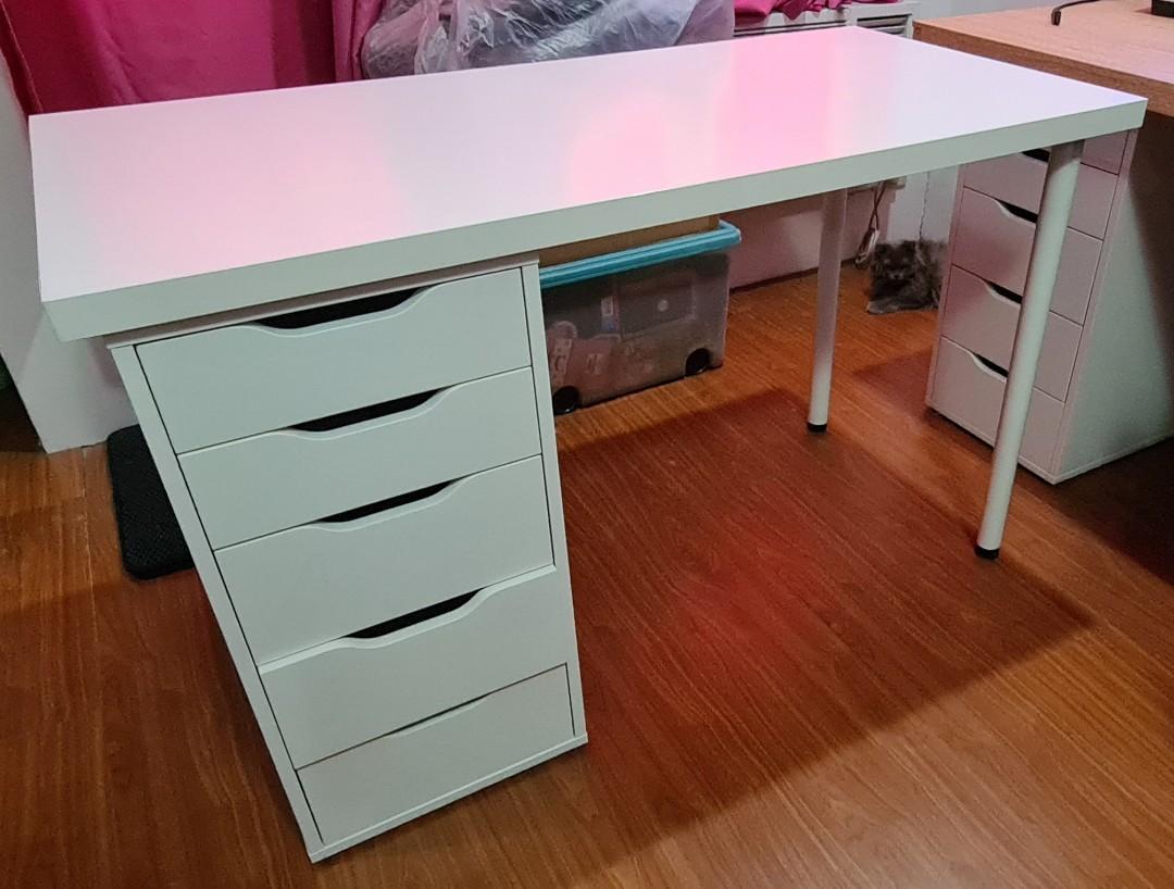 Ikea Linnmon Alex Desk 120 cms, Furniture & Home Living, Furniture, Tables & Sets on Carousell