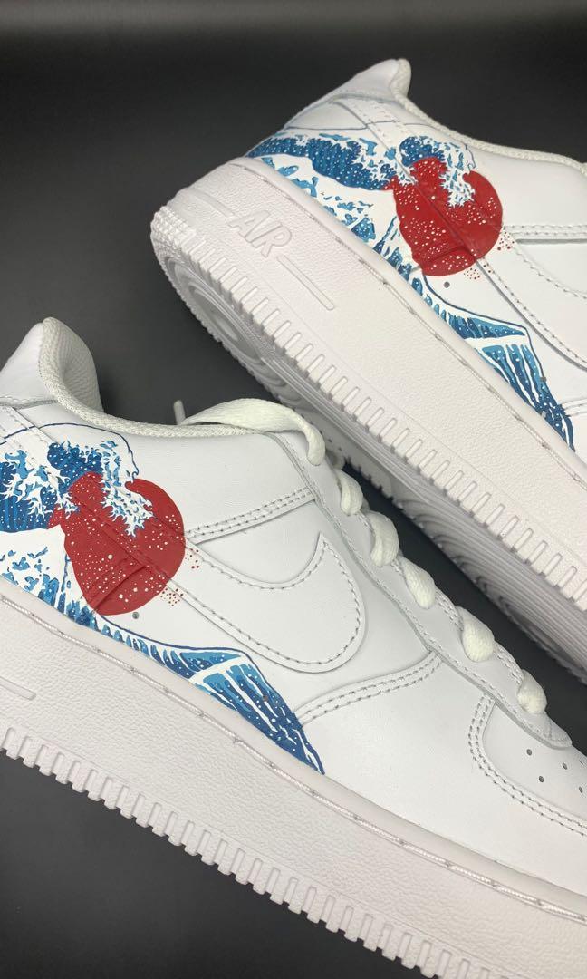 Kanagawa Wave AF1 Custom Women s Fashion Footwear Sneakers on