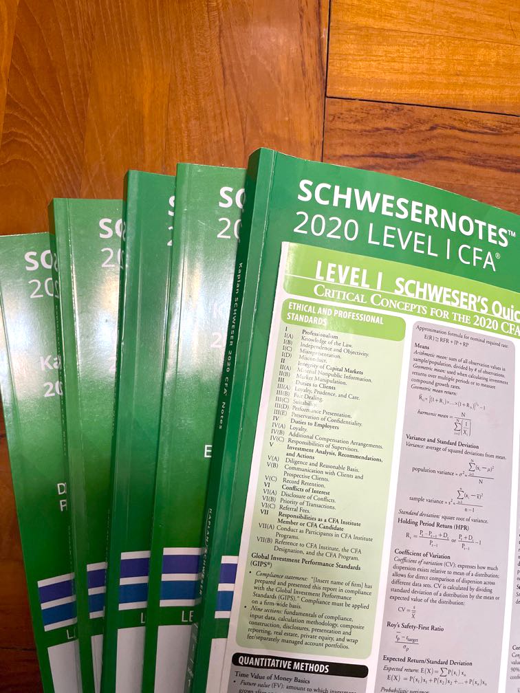 Kaplan Schweser 2020 Level 1 CFA Notes with QuickSheet, 興趣及遊戲, 書本 & 文具 ...
