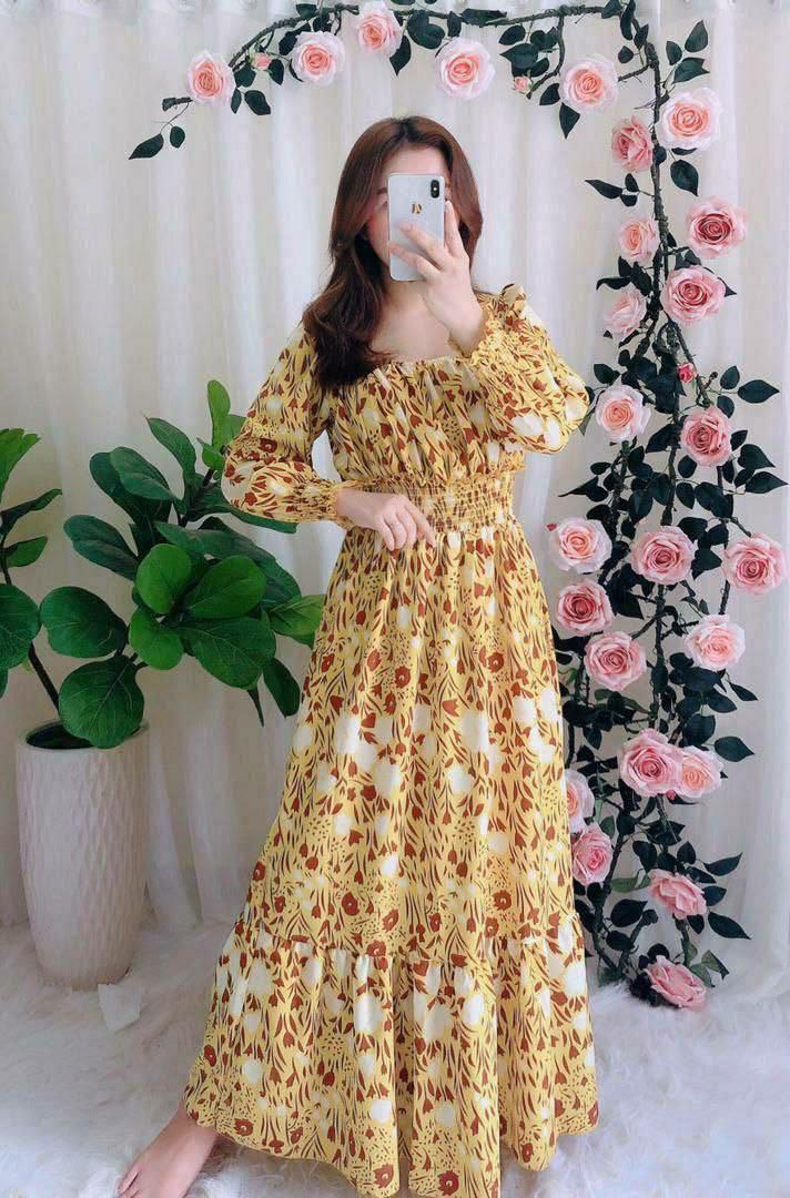 Korean floral maxi dress top
