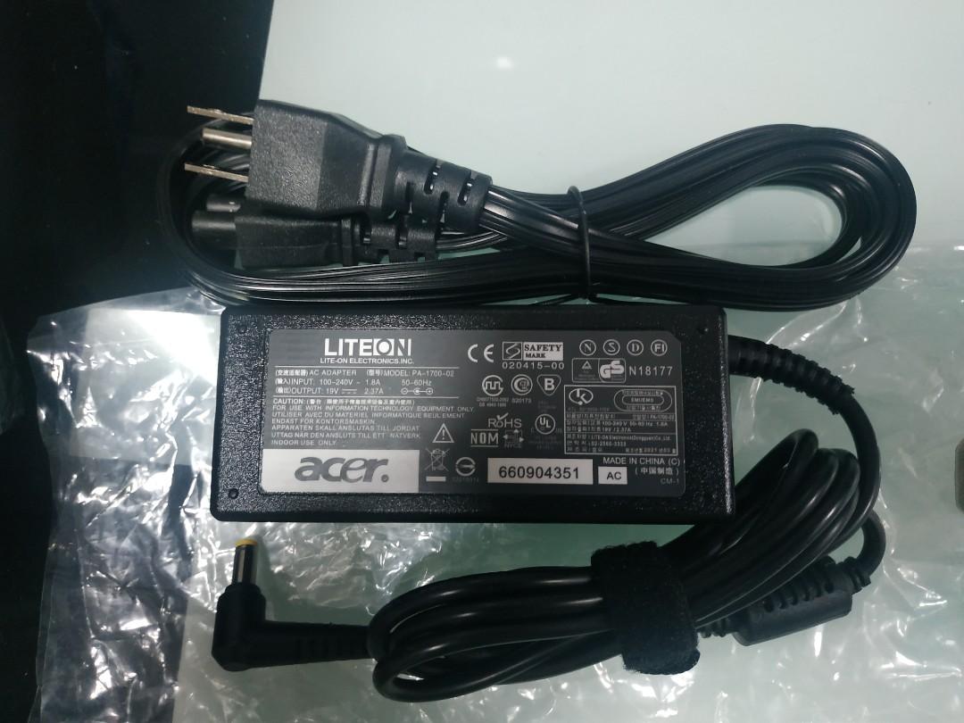 laptop charger acer (Category: Laptops & Notebooks) located in Mandaluyong City. Submitted by good_find_online_store (Listing ID 1109805976, Image 3). Description: Acer Replacement laptop Charger specs 19v - 2.37A - 5.5mm x 1.7mm model# PA-1700-02 Brand new Premium Oem Quality Acer 19v 2.37a(5.5*1.7mm) Laptop Charger for E5-721 E5-731 E5-771 E5-771G ES1-411 ES1-512 E5-u #laptopcharger #acerlaptopcharger #19volt #acerlaptopcharger19v2.37A #acerrep