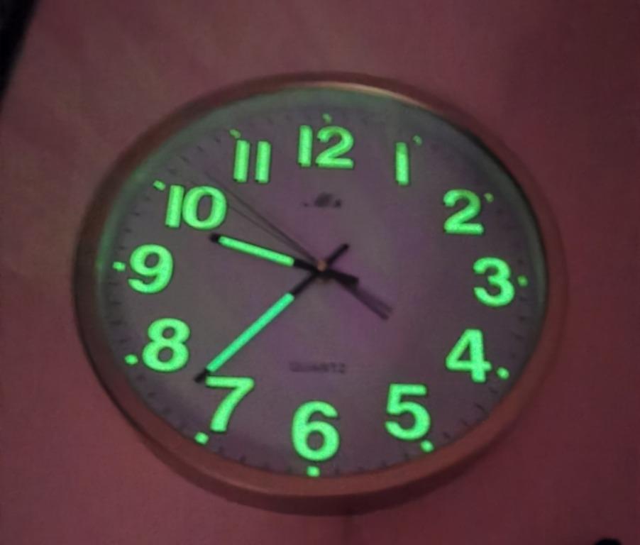 Luminous Wall Clock Big Easy-Read Number 12inch/30cm Wall Clock ( Free ...