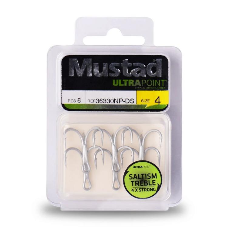 Mustad Saltism In-Line Treble hook 4x, Sports Equipment, Fishing
