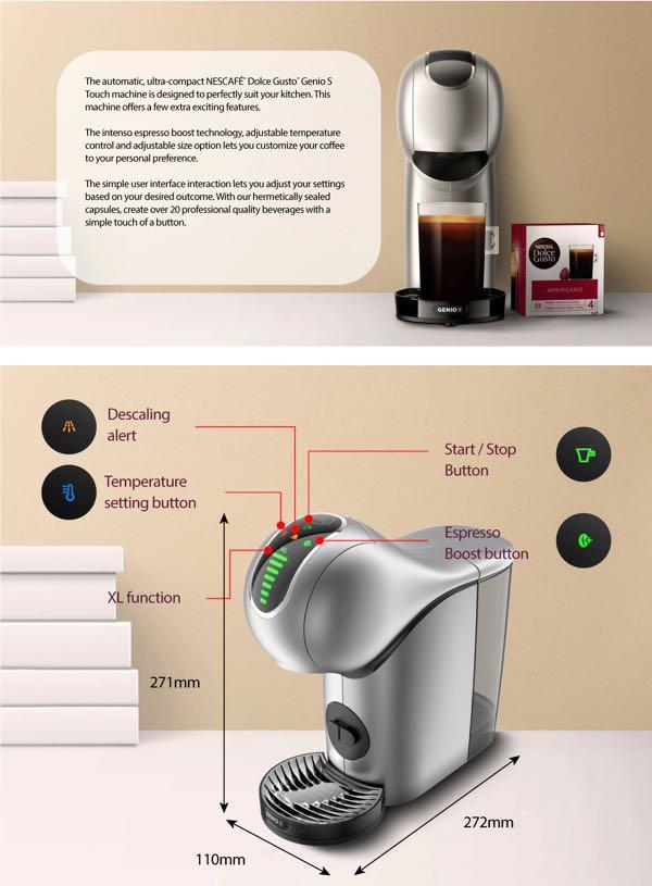 Nescafe Dolce Gusto Genio S Touch Capsule Coffee Machine - Silver, TV &  Home Appliances, Kitchen Appliances, Coffee Machines & Makers on Carousell