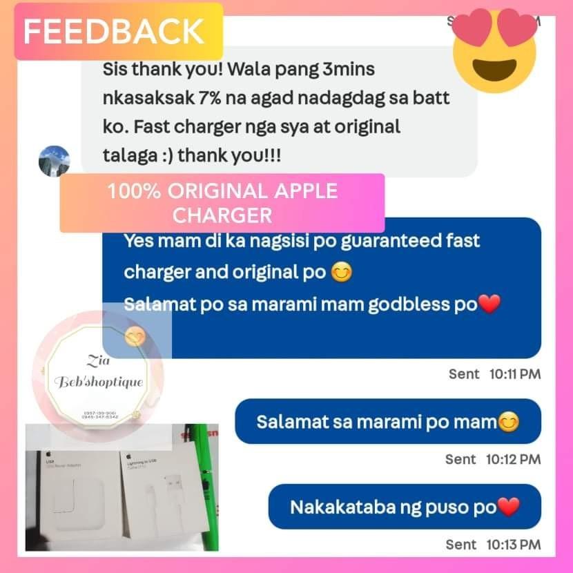 Original Apple lightning Cable with FREE CABLE PROTECTOR (Category: Cables & Adaptors) located in Manila. Submitted by ziabebshoptique (Listing ID 1109826468, Image 3). Description: LOOKING APPLE CHARGER ? HERE IT IS 👍 Guaranteed Original (Wag basta charger lang dapat original charger na) INSTANT FREEBIES 🥰 📍ONHAND APPLE USB LIGHTNING CABLE (Certified Original) with box and manual ➡Over 300+ pcs sold !! ➡With serial code and cable marks ✔ ➡Com