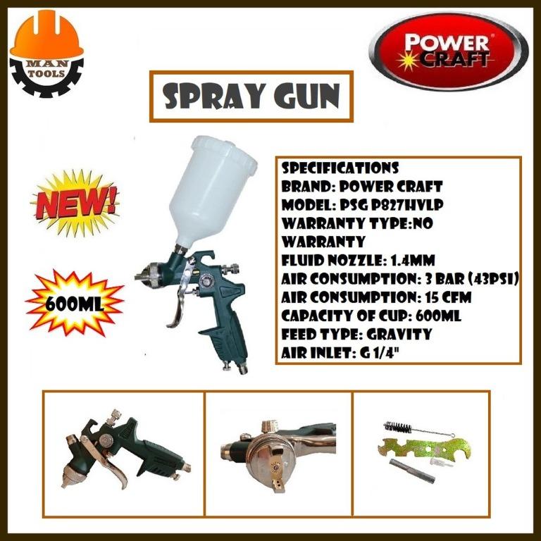 Powercraft Spray Gun PSG P827HVLP, Commercial & Industrial