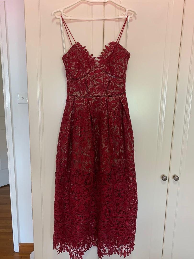Self portrait azaelea discount dress burgundy