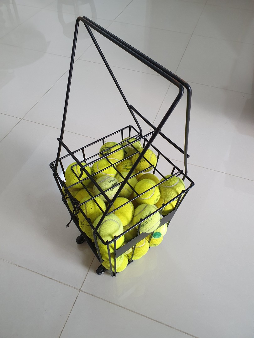 Tennis balls and ball cage, Sports Equipment, Sports & Games, Racket & Ball Sports on Carousell