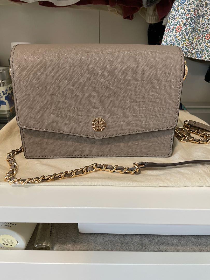 Tory burch mini robinson shoulder bag grey, 女裝, 手袋及銀包, 單肩包- Carousell
