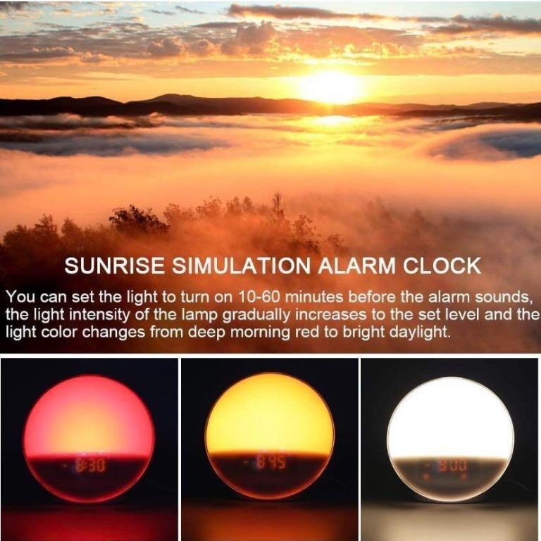 Wake- Up Light, LBell Alarm Clock 8 Colored Sunrise Simulation & Sleep Aid  Feature, Dual Alarm Clock with FM Radio, 7 Natural Sound and Snooze for  Kids Adults Bedrooms (LB01-Sunrise Alarm Clock)