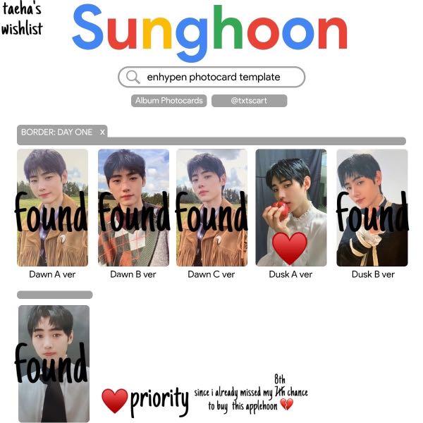 Completed Enhypen Border Day One Sunghoon Photocards Hobbies Toys Collectibles Memorabilia K Wave On Carousell