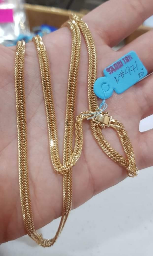 アクセサリー K18 Saudi Gold Necklace triple lock 18K SAUDI GOLD SOLID 20inches TRIPLE LOCK 8CUT CHAIN DESIGN