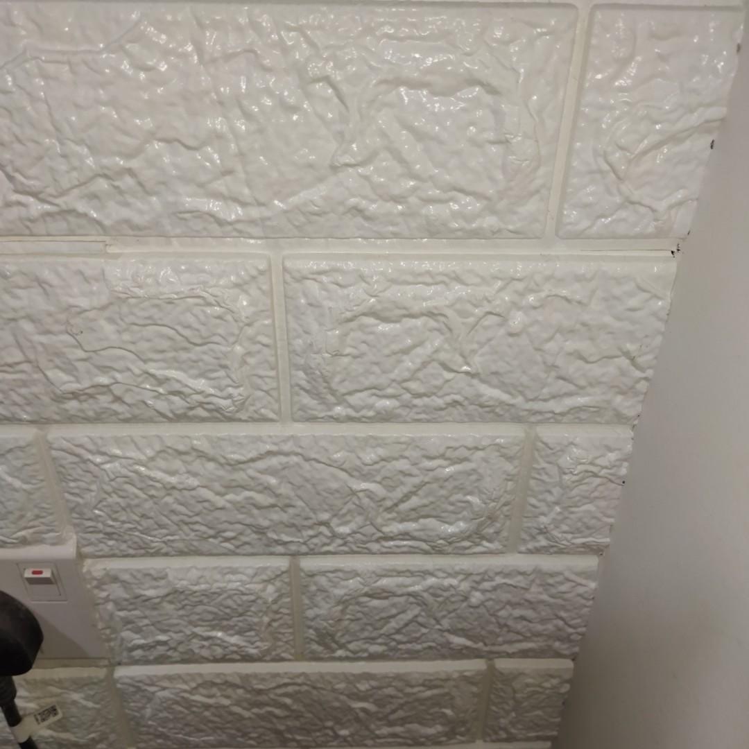 3D white brick foam wallpaper, Furniture & Home Living, Home Decor