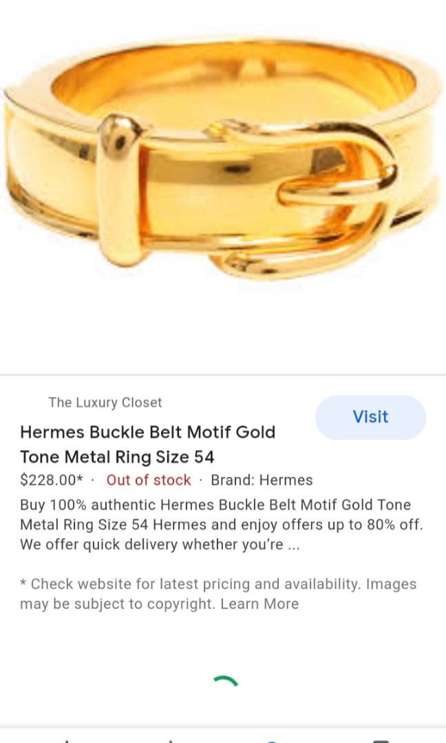 Hermes Buckle Belt Motif Gold Tone Metal Ring Size 54 Hermes