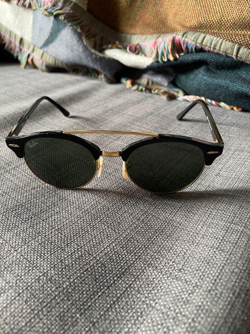 AUTHENTIC RAY BAN CLUBROUND DOUBLE BRIDGE RB4346 BLACK CRYSTAL
