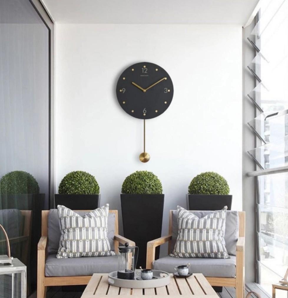 BN Designer Geekcook Pendulum Swing Clock in Black Gold, Furniture ...