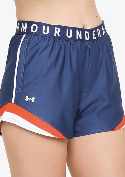 BNWT UNDER ARMOUR Women's Play Up 3.0 Tri Color Shorts in Blue