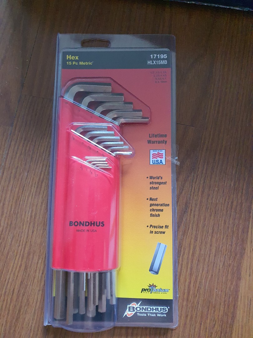 Bondhus 17095 Set of 15 Balldriver L wrenches w BriteGuard sizes