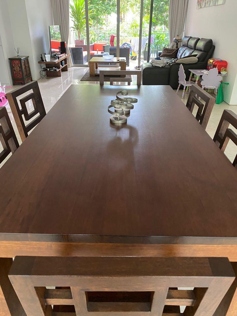 Burmese Teak Dining Table and Chairs, Furniture & Home Living