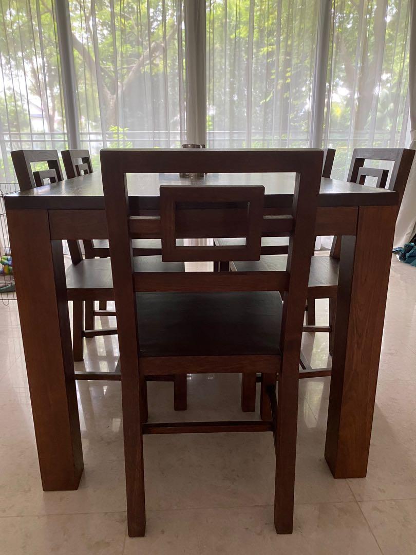 Burmese Teak Dining Table and Chairs, Furniture & Home Living