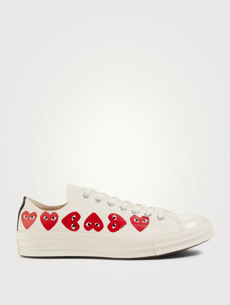 Converse CDG comme des garcons off white low cut multihearts Men s Fashion Footwear Sneakers on Carousell