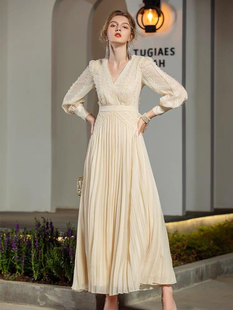 Cream white Evening Maxi Dress