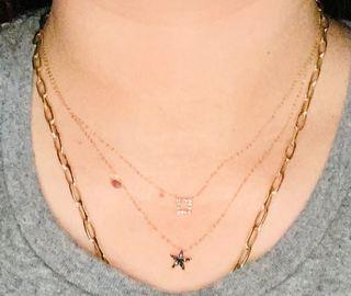 Dainty Black Diamond Star Necklace YG
