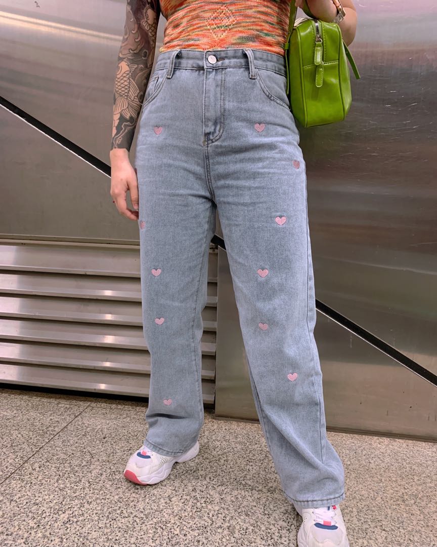 Embroidered Heart Jeans, Women's 