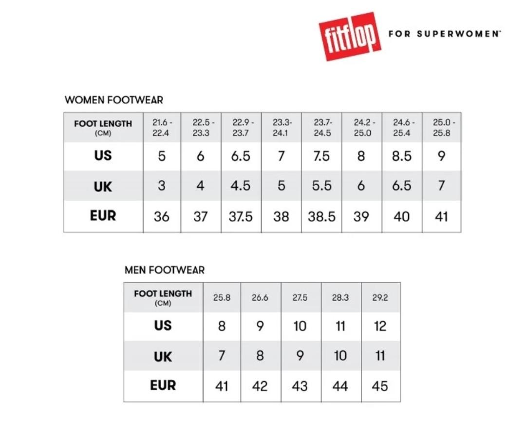 Fitflop sizing clearance chart