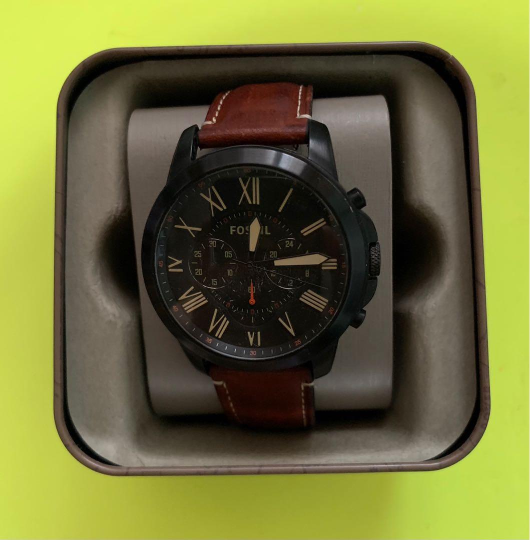 Grant chronograph luggage leather watch discount