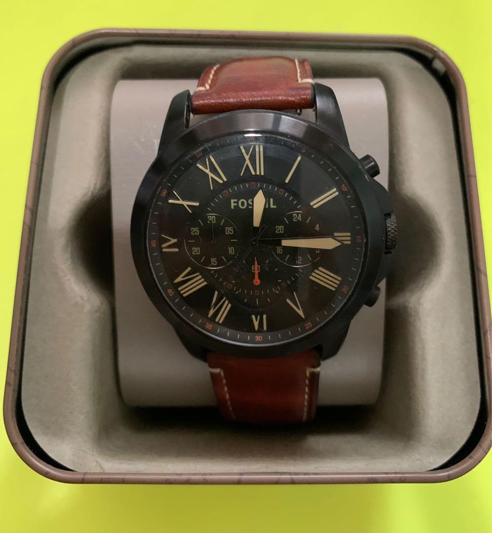 Grant chronograph luggage leather watch cheap