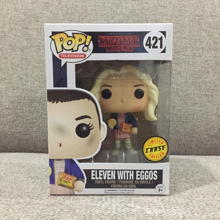 Funko Pop! Television Stranger Things Eleven with Eggos 421(Chase) (Category: Designer & Blind Box Toys) located in San Pablo. Submitted by elixirgames (Listing ID 1110024146, Image 1). Description: 100% Authentic Opened for inspection, toy photography and/ or display on cabinet Box condition ranges from 8.5 to 9.5. Since Funko is affordable and mass-produced, please manage your expectations with the pop and box condition. Will be shipped with a 