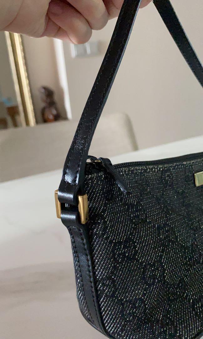 Black Vintage Gucci Monogram GG Baguette Bag