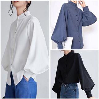 ✨HIT！人氣～日本  貴牌 高氣質燈籠袖知性恤衫 上衣64215941958787110