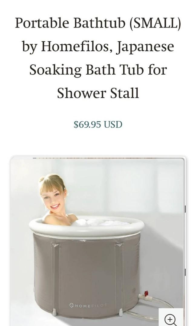 Homefilos - Portable Bathtub, Japanese Soaking Bath Tub for Shower