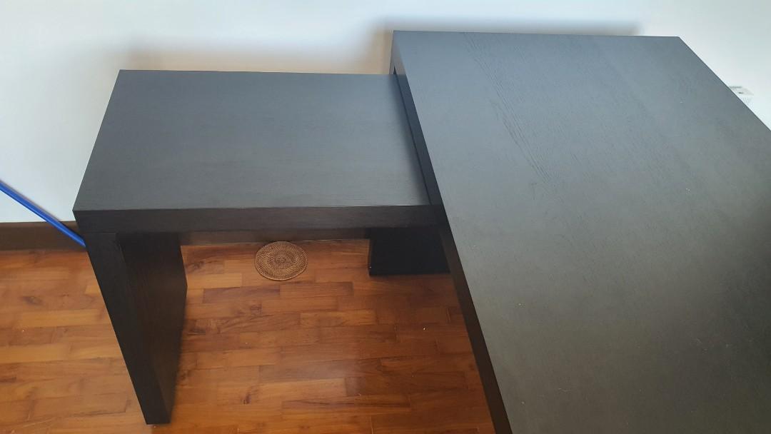 Ikea desk with sliding side table attached, Furniture & Home Living
